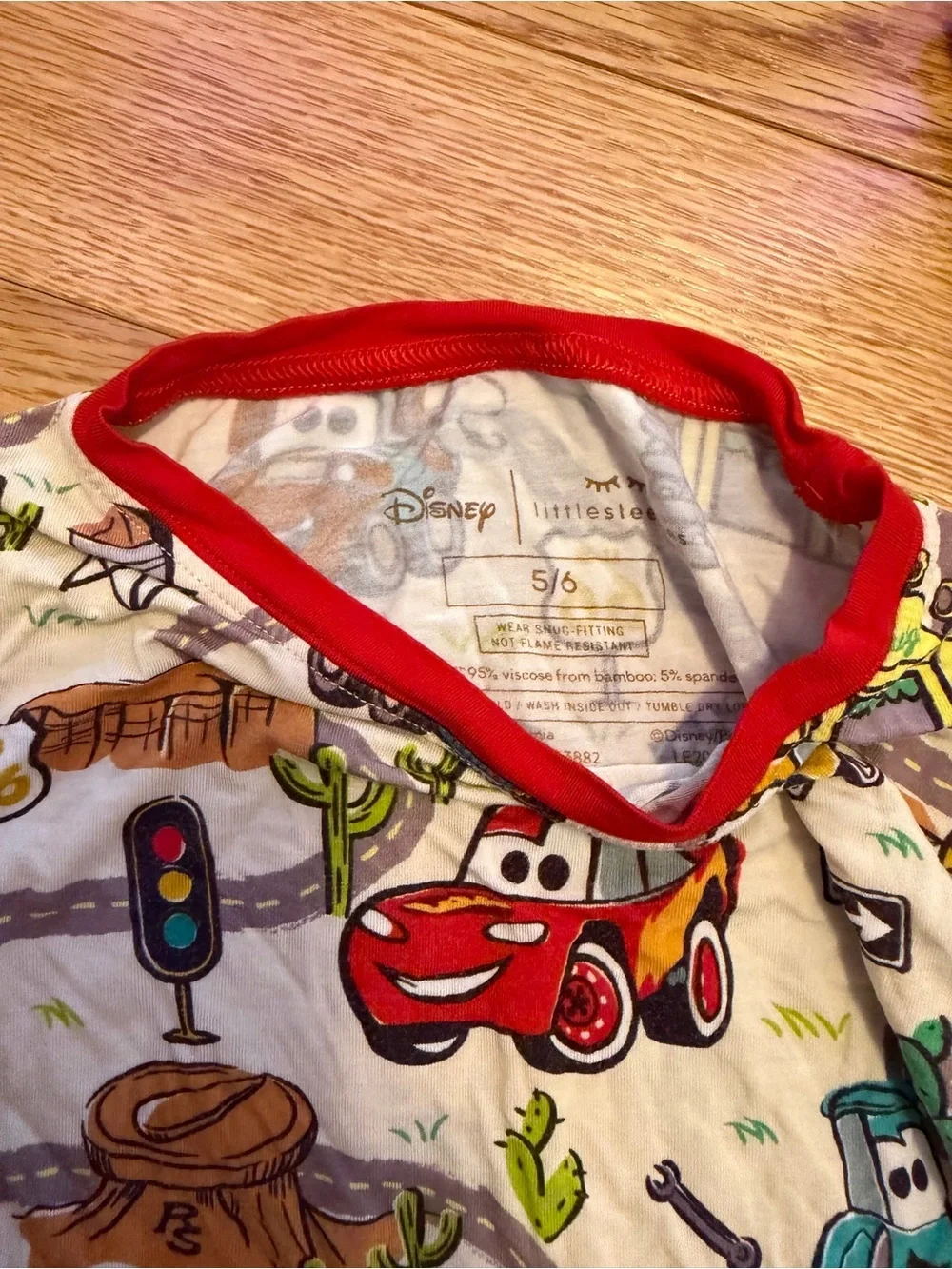 Little Sleepies Red Cream Cars Print Pajama Set